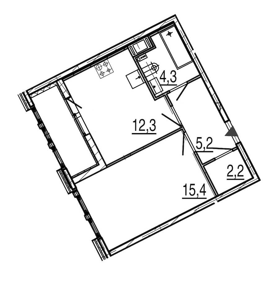 Однокомнатная квартира в : площадь 41.6 м2 , этаж: 5 – купить в Санкт-Петербурге